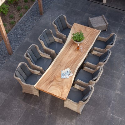 Een helder advies van Tim bij AVH heeft er voor gezorgd dat wij nu een mooie boomstamtafel in onze tuin hebben