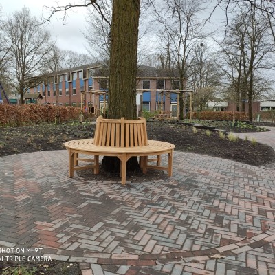 Prachtige boombank op een zorg locatie