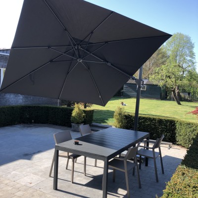 Challenger T2 premium zweefparasol 300x300 cm faded black