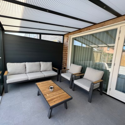 Eindelijk genieten in onze nieuwe veranda