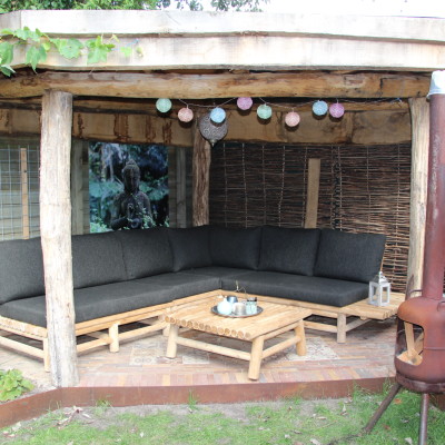 Eindelijk onze droom loungebank bij onze droom patio!