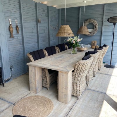Zo blij met onze mooie stoelen in onze nieuwe overkapping