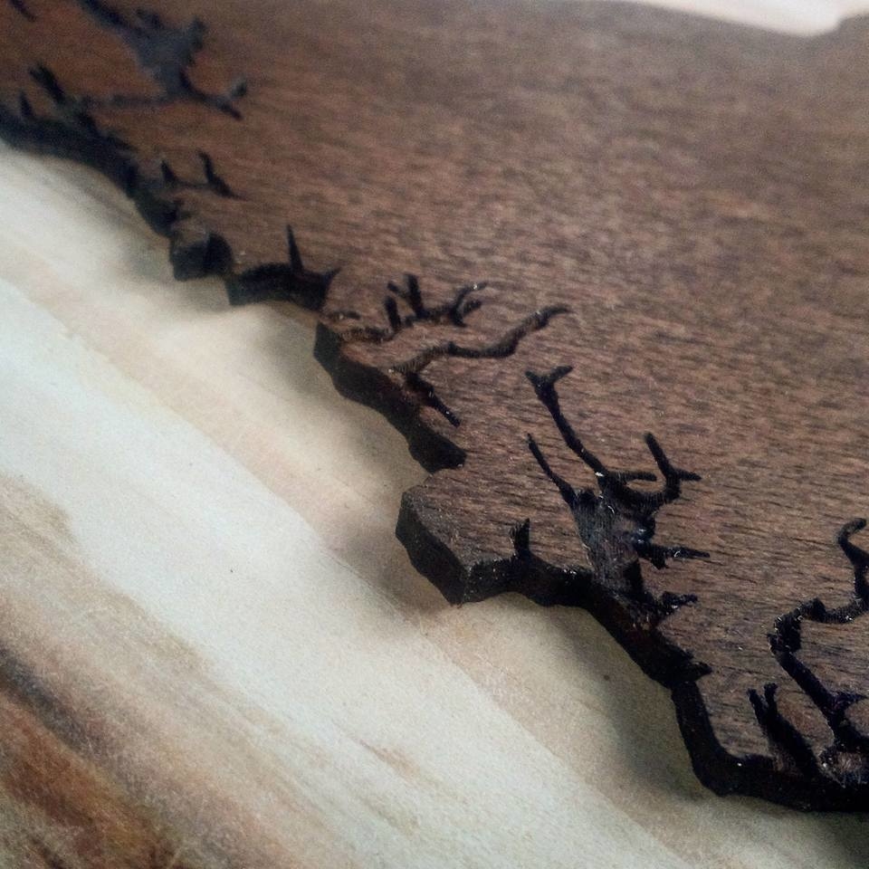 Detail landkaart uit hout